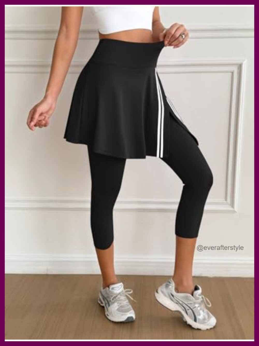 Women's Tennis Skort with Capri Leggings Pockets Athletic Wrap Golf Pickleball - Picture 3 of 5